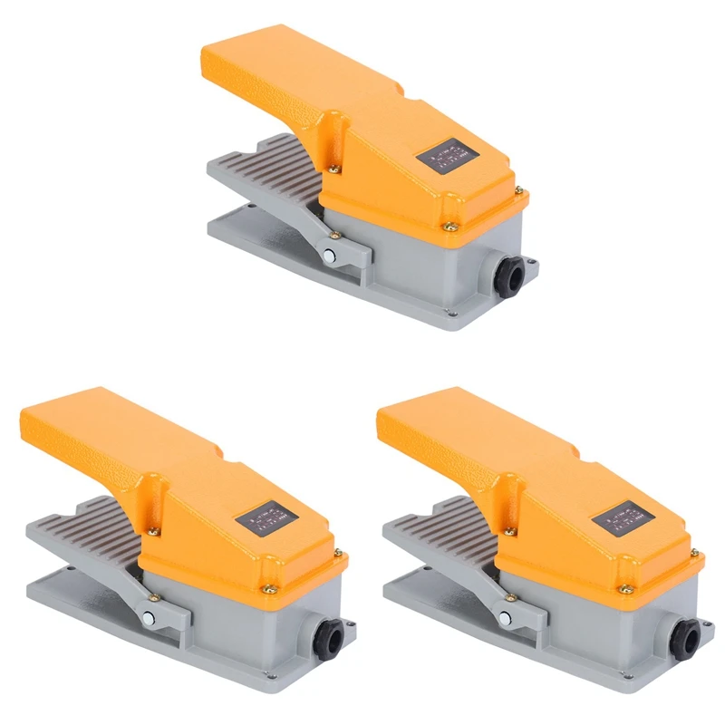 

3X LT4 Foot Switch Aluminium Case Treadle Pedal Switch for Machine Tool Control Silver Contact