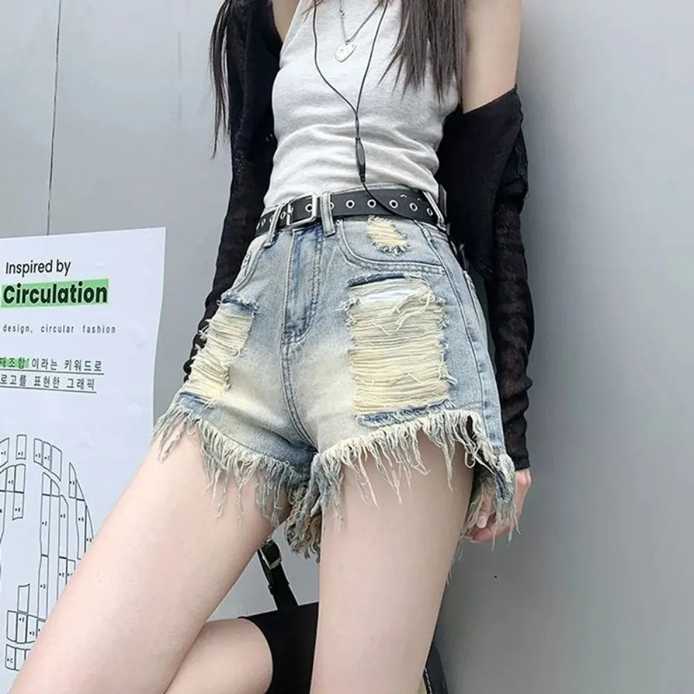 Women's High Waisted Hot Pants, Invisible Open Crotch, Outdoor Sex, Do Old Hole, Torn Denim Shorts, Loose Slimming