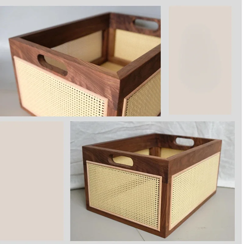 

Versatile Tabletop Use Rattan Basket Chic Makeup Organizer for And Solid Storage Sundries Handwoven Wood