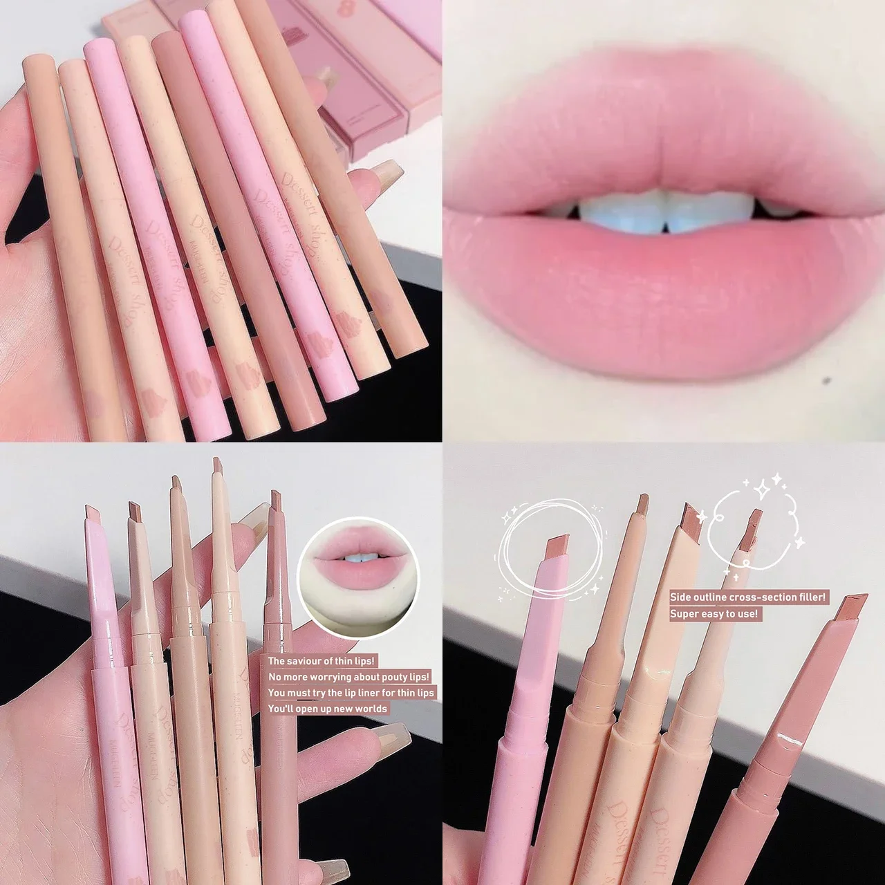 12-Color Matte Liquid Lip Liner Pen Set, Sponge Gourd Head Matte Nude Lipstick Pe | ChicGrl