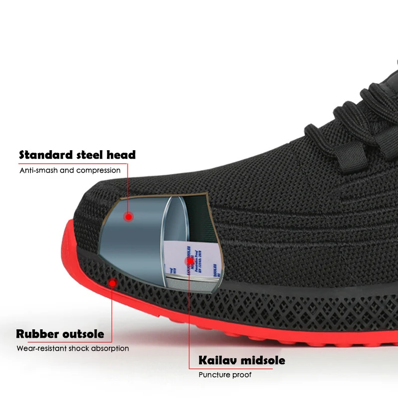 Men's Safety Shoes With Metal Toe Breathable Sneakers Work Boots safety shoes men shoes