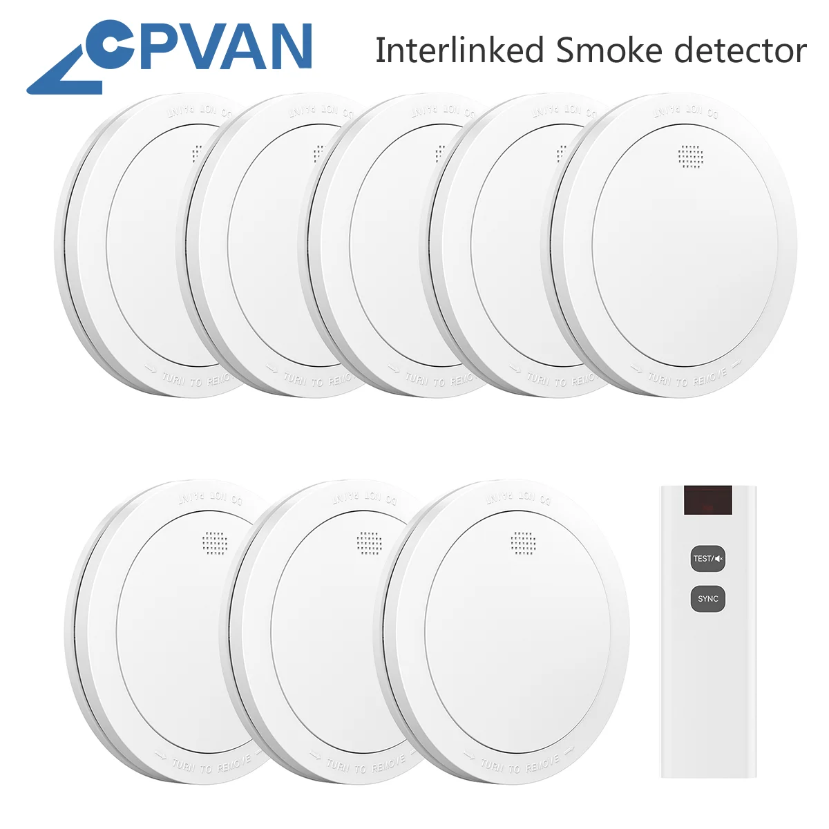 

CPVAN Wireless Interconnect Smoke Detector Bundle with Remote Control home Security protection Fire Smoke Alarm 10 Year battery