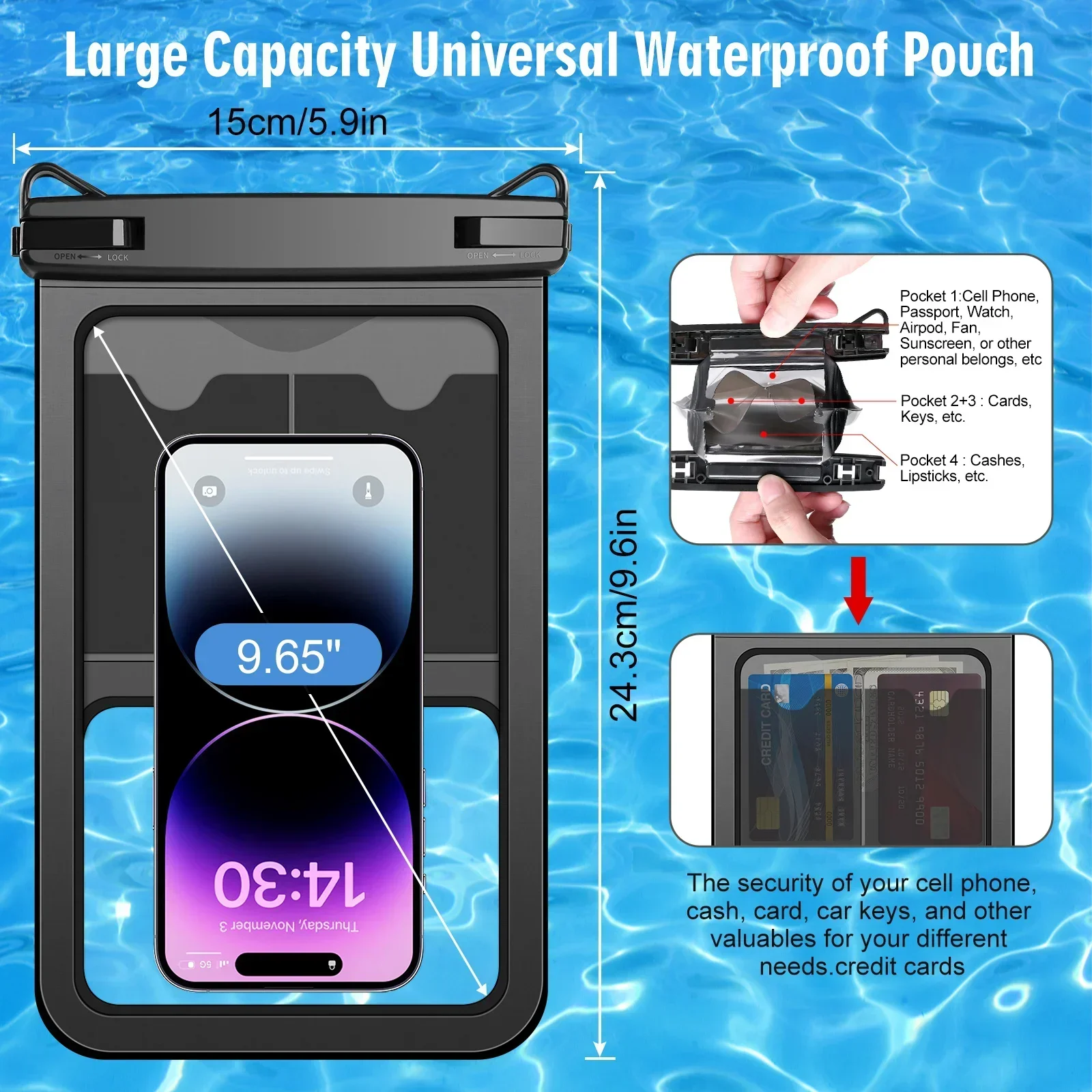 HAISSKY Upgrade Swimming Waterproof Phone Pouch For iPhone 17 16 15 14 13 12 11Pro Max 14 Plus Capacity Storage Bag