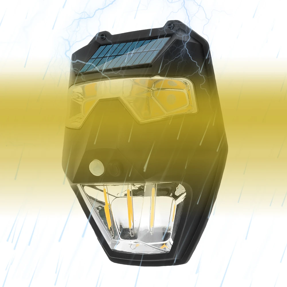 Description Picture 3 of itemOutdoor Solar Tungsten Wire Wall Light 5 Modes COB+LED Mask Warning Light Courtyard Sensing Light for Garden Villa Patio Yard