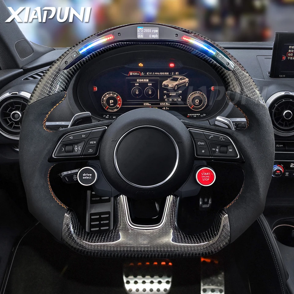 Volante In Fibra Di Carbonio Per Audi - Con Indicatore LED Cambio, Impugnatura In Pelle, Per S3/RS5 Ecc. 2012-2016