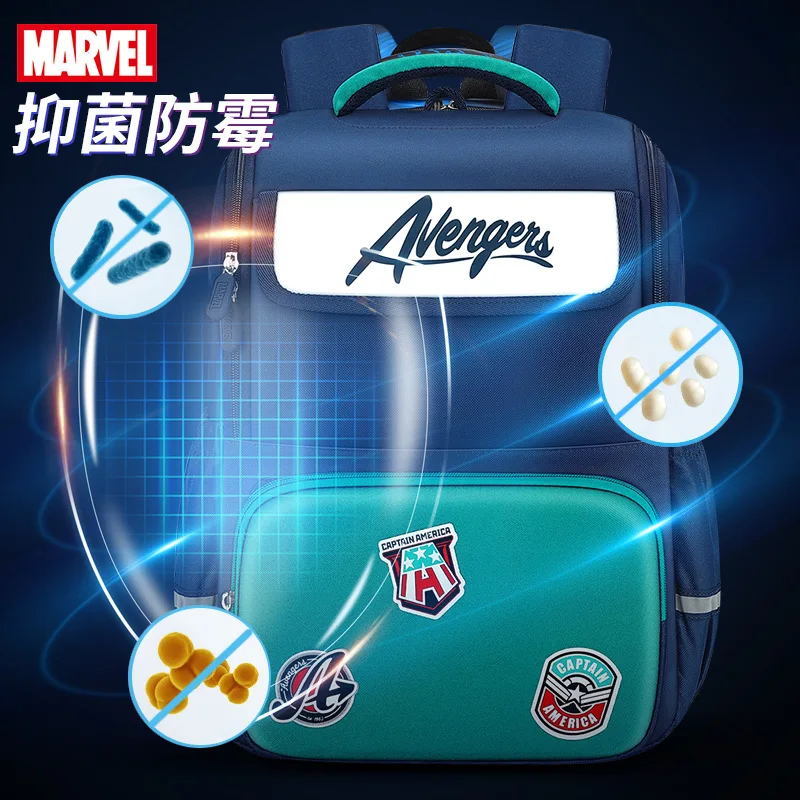 Genuine Disney New School Bags For Boys Grade 1-4 Primary Student Shoulder Orthopedic Backpack Iron Spider Man Captain Mochilas