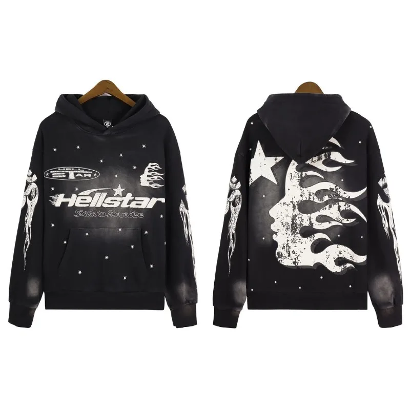 

Fasion Make Old HELLSTAR Hoodie for Men Women West Coast Street Graffiti High Street Pullover Hooded