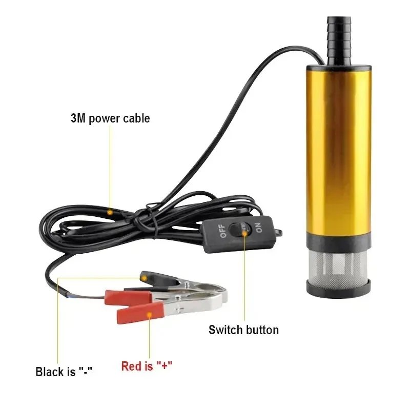 38MM Car Electric Oil Pump 12V 24V for Pumping Diesel Oil Water Submersible Aluminum Alloy Shell DC Small Submersible Pump oil transfer pump oil pump submersible electric pump electric pump