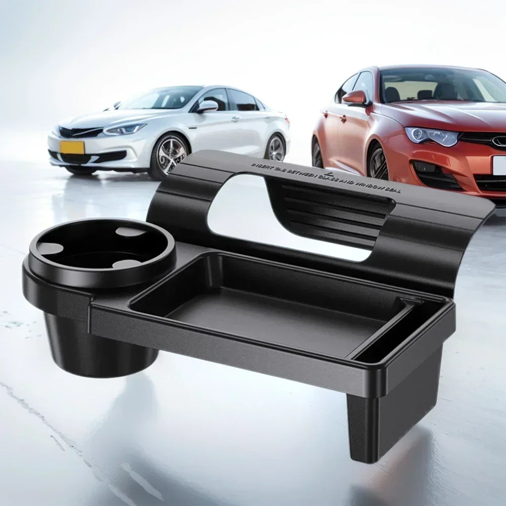 Hot Selling Car Door Side Organizer -Cup Holder & Phone Slot, Durable Plastic Storage for Window Panel, Daily Use Auto Accessory