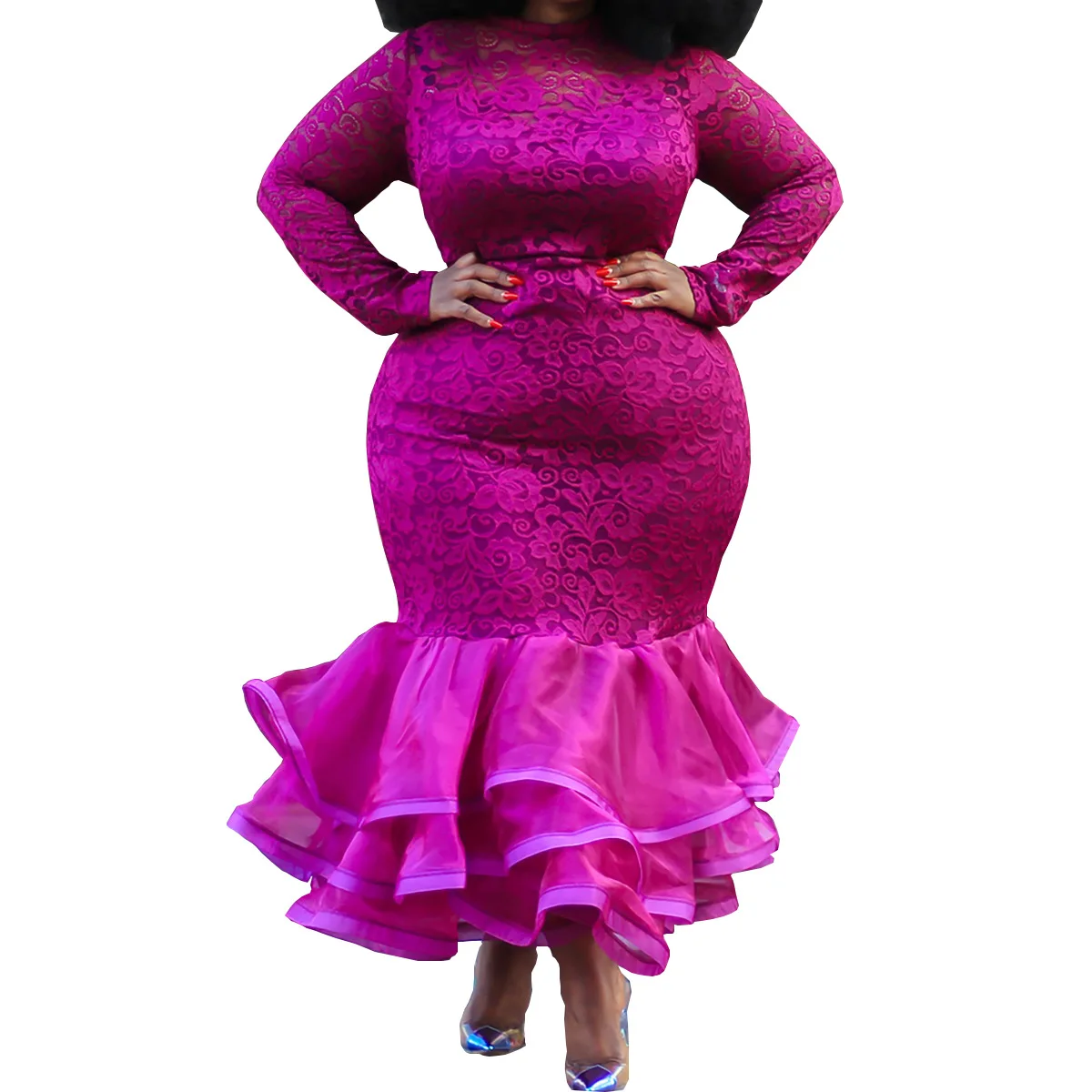 

Fashion Women's Perspective Sexy Slim Fit Lace Dress Evening Dress Party Party Dress Long Dress Fishtail Dress