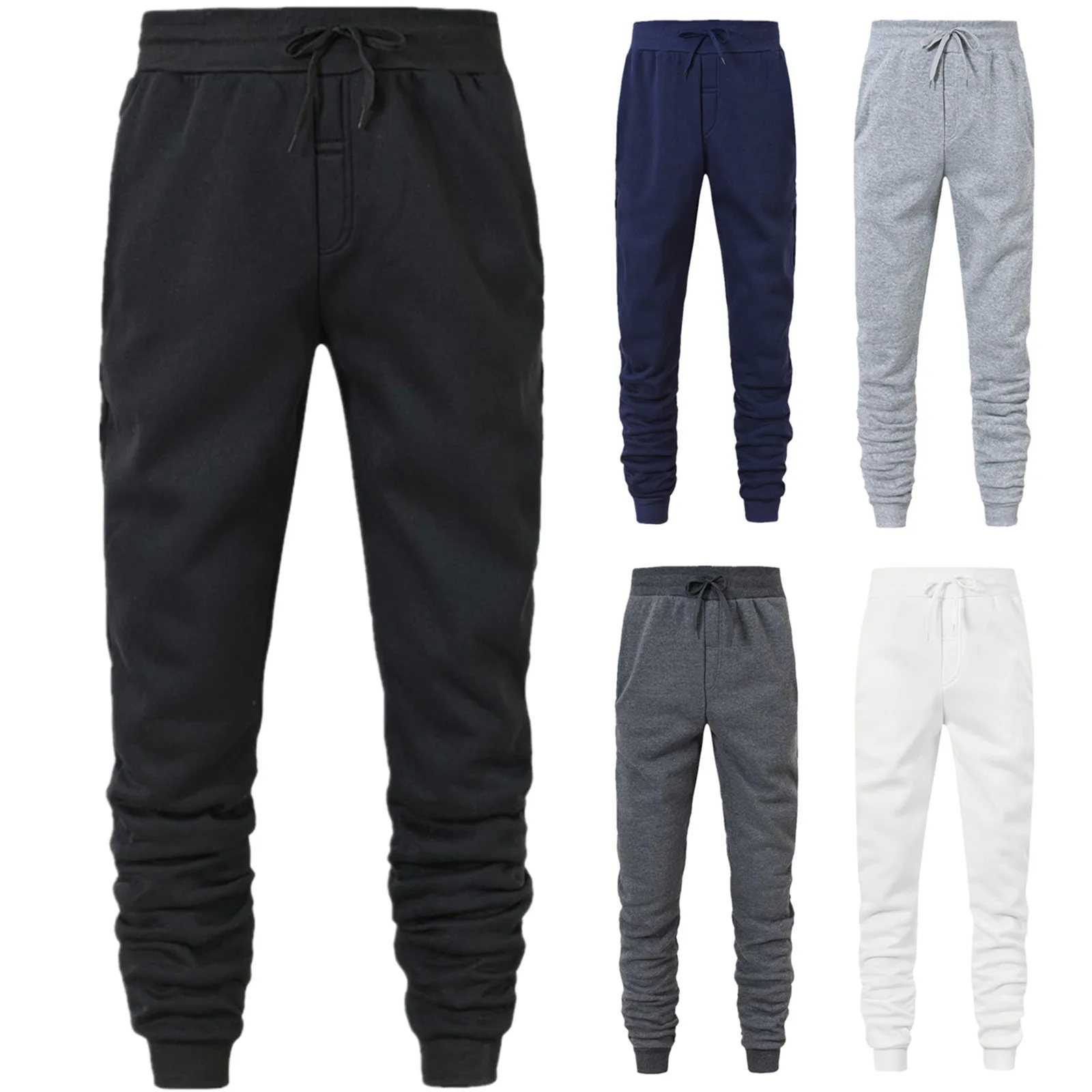 

Mens Hip Hop Pants Track Cuff Solid Color Lace up Comfy Workout Pants with Pocket Mens Training Pants with Pockets