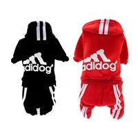 4 Legs Sweatshirt Adidog Stripes Puppy Clothes Soft Warm Pullover Dog Winter Jumpsuit Dog Hoodies for Small Medium Dogs Cats 1