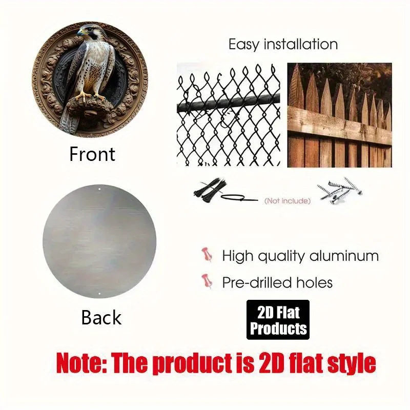 Valkyrie Aluminum Eagle Wall Art - 8x8 Inch Circular Metal Decor