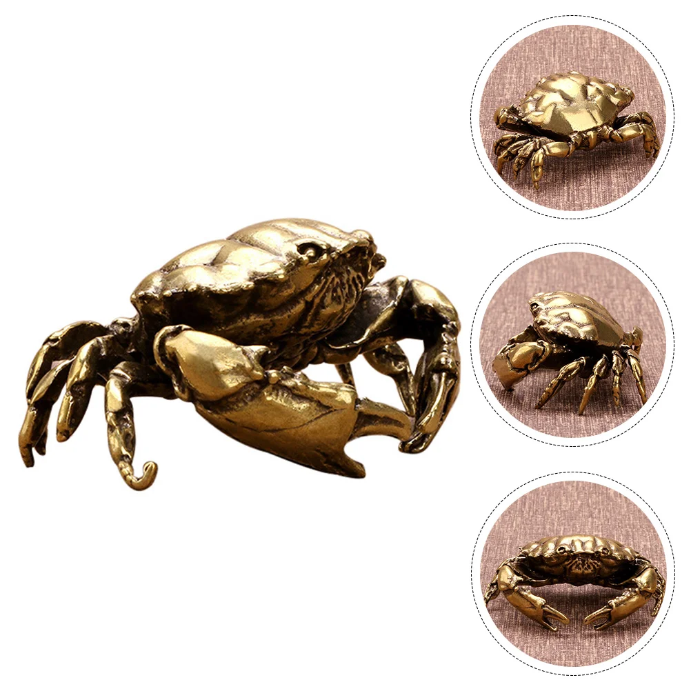 

1PC Creative Brass Crab Ornament Stylish Brass Household Adornment (Golden)