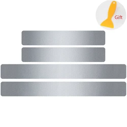 Waterproof Wear - Resistant Car Door Sill Protector Stickers - VII (Silver with logo)