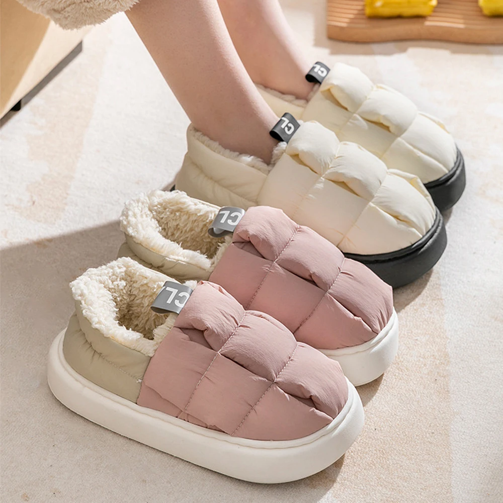 Shevalues Fur Slippers For Women Men Winter Fashion Thick Bottom Fur Bread Shoes Home Cloud Slippers Cozy Warm Non-slip Slippers