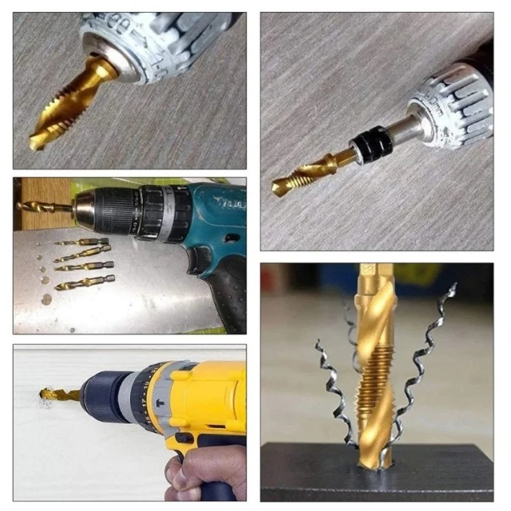 

Электроинструменты Tap Drill, 12 шт, Φ, m2, 8X1,25 мм, резьба, метрические, титановое покрытие, аксессуары из оловянного сплава