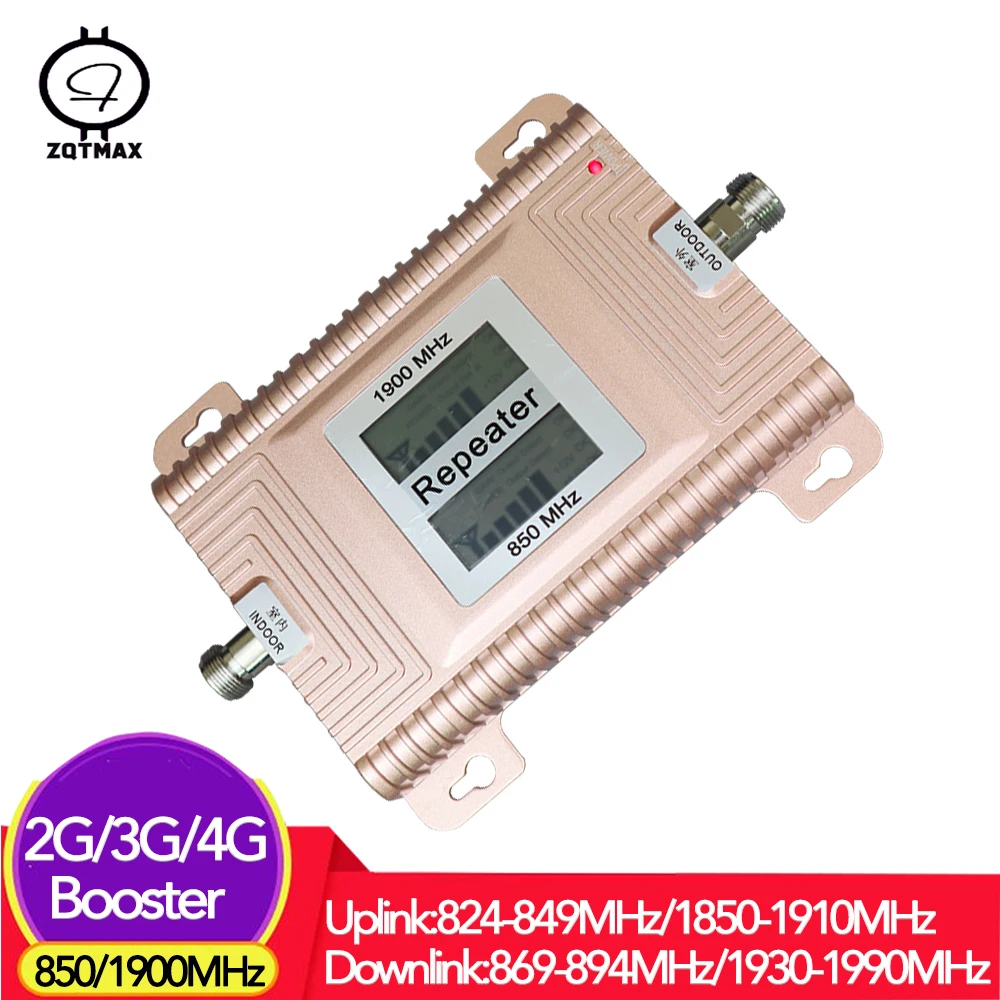 ZQTMAX 2g 3g 4g mobile Signal Booster 850 (B5) 1900 (B2) cellular amplifier LTE UMTS repeater CDMA PCS Dual band | Мобильные