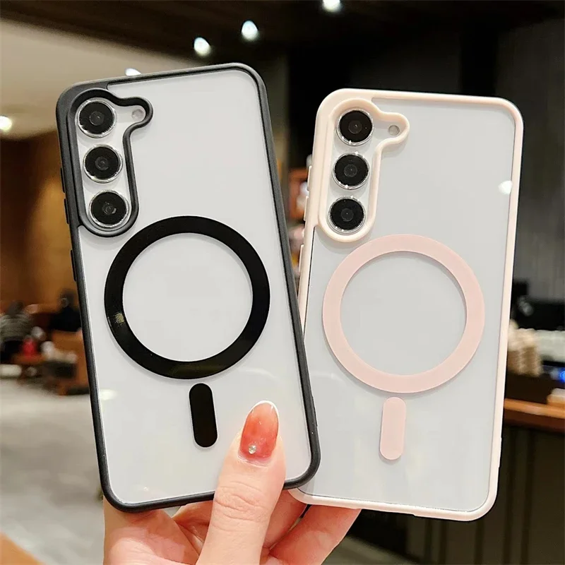 Magnetische, matte, harte Macsafe-Hülle aus Acryl für Magsafe Samsung Galaxy S25 S24 S23 Plus S22 Ultra S23Ultra S22Plus S23+ S22+ Mac Safe Cover_voghion.com