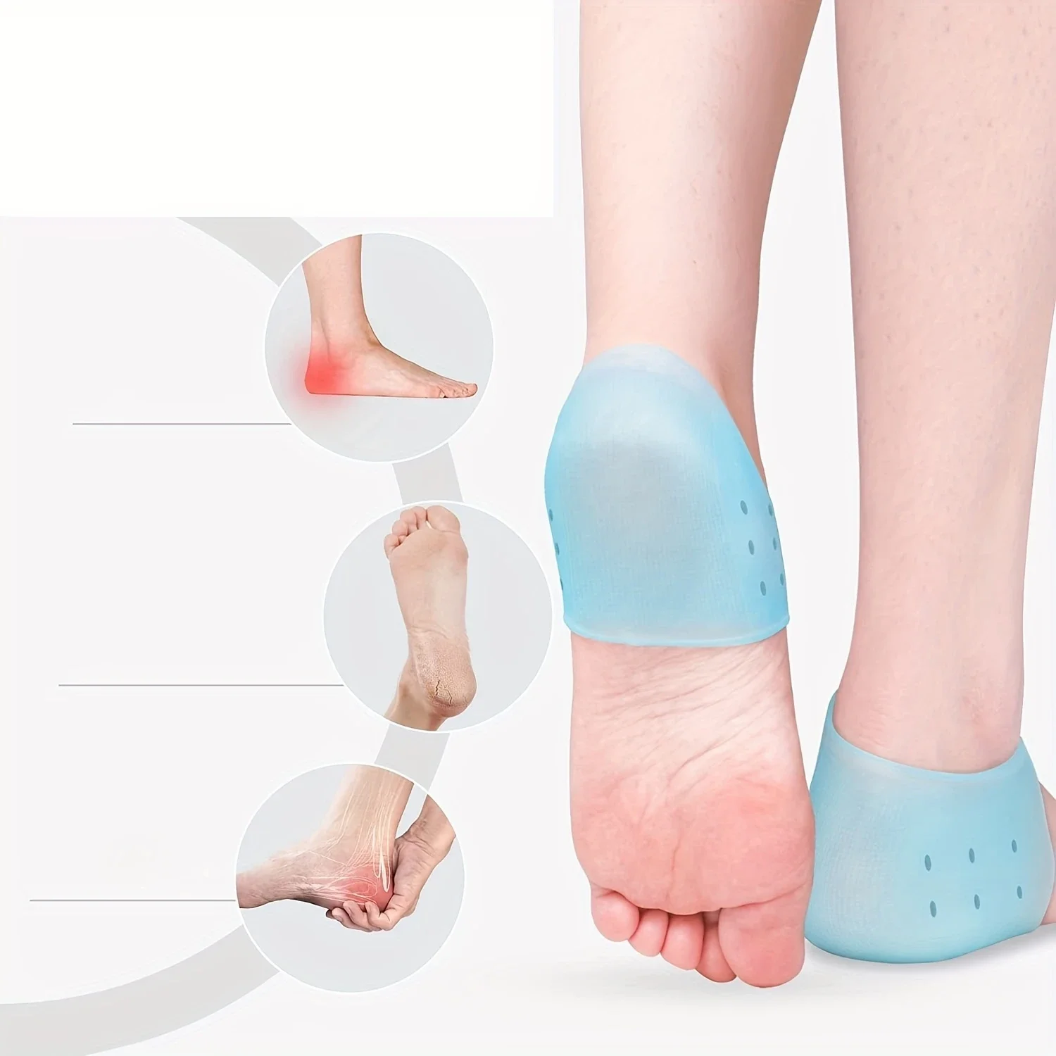 Gel Silicone Skin-Softening Silicone Heel Protectors Heel Cups Spurs Cracked Heel Sleeve Socks Feet Care Skin Repair Cushion New