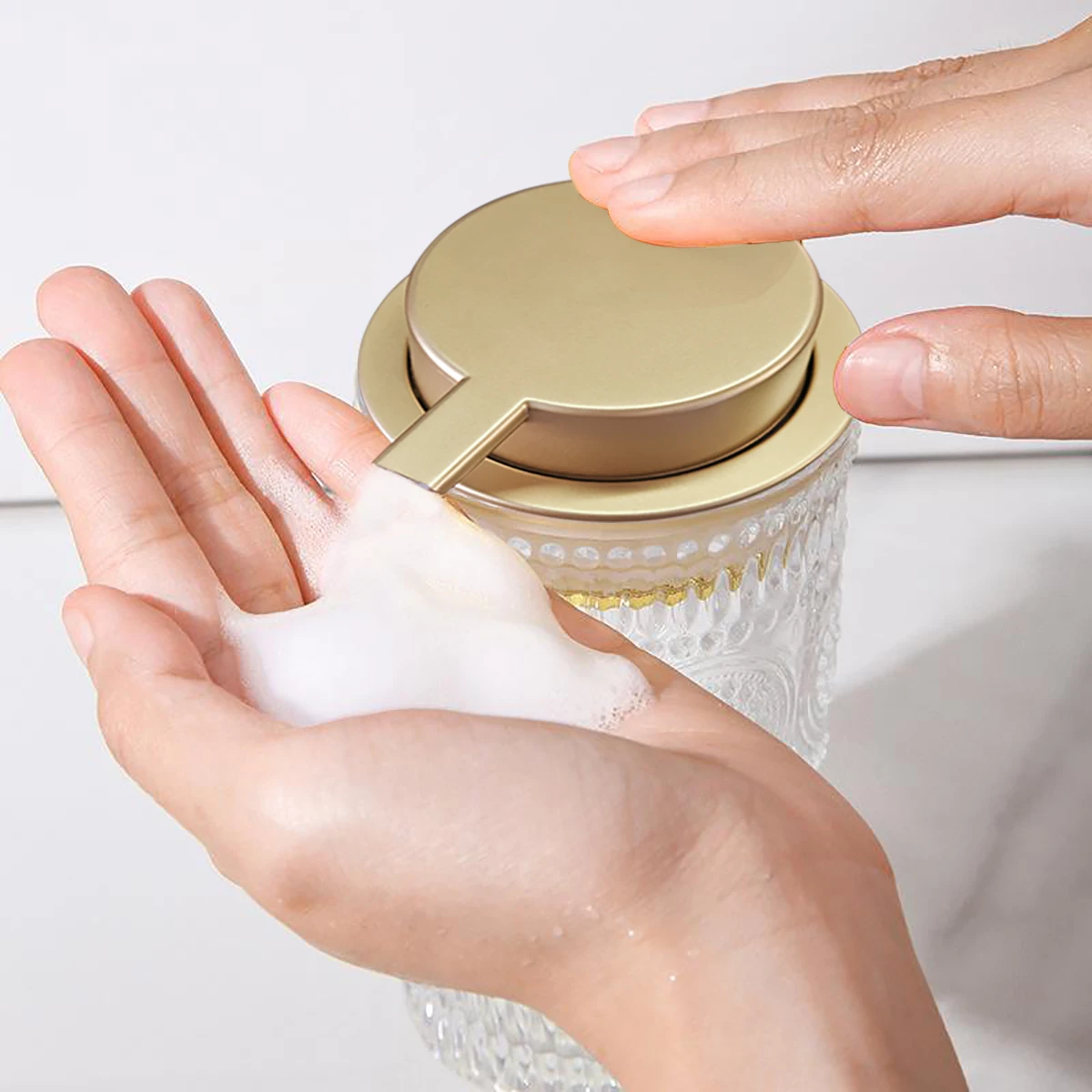 Hand Foaming Refillable Bottle Dispenser for Kitchen Bathroom Countertop Dish Soap