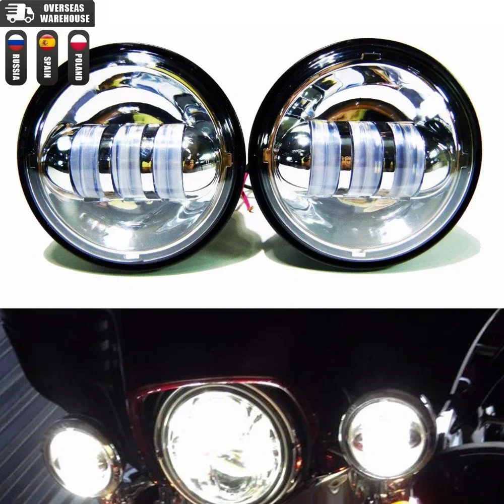 2Pcs Chrome LED Auxiliary Spot Fog 1/2 Headlight