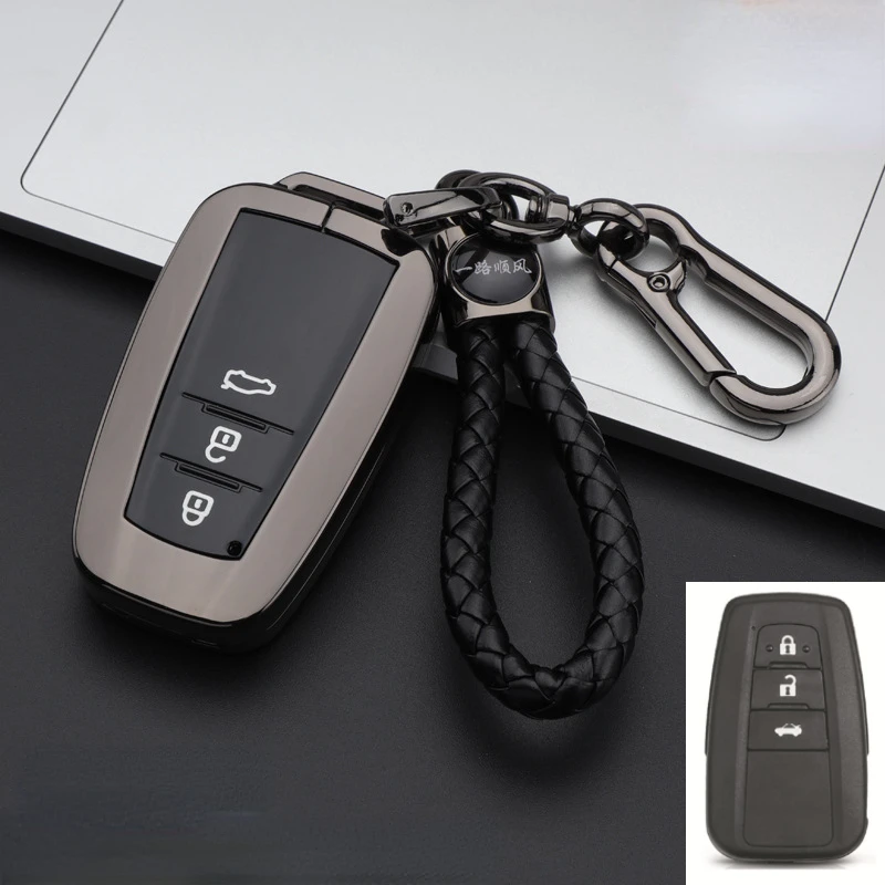 Custodia per chiave a distanza per auto in lega di zinco Tpu Shell Fob per Toyota Corolla Prius Camry CHR C-HR RAV4 Altis Land Cruiser Prado Keyless - S76bf968d0dad407398f9b416382da27a7