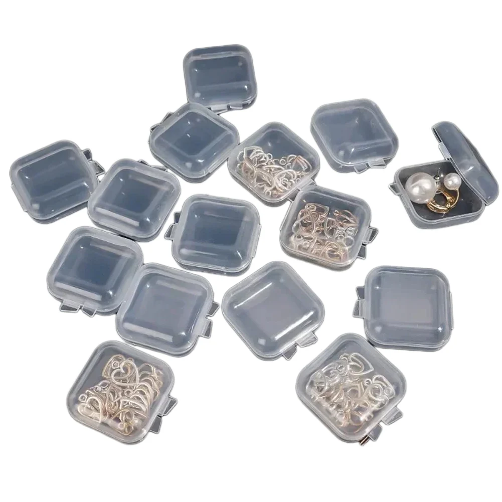 10pcs/set Mini Clear Plastic Storage Box Jewelry Storage Case Transparent Storage Organizer Multifunctional Portable Storage