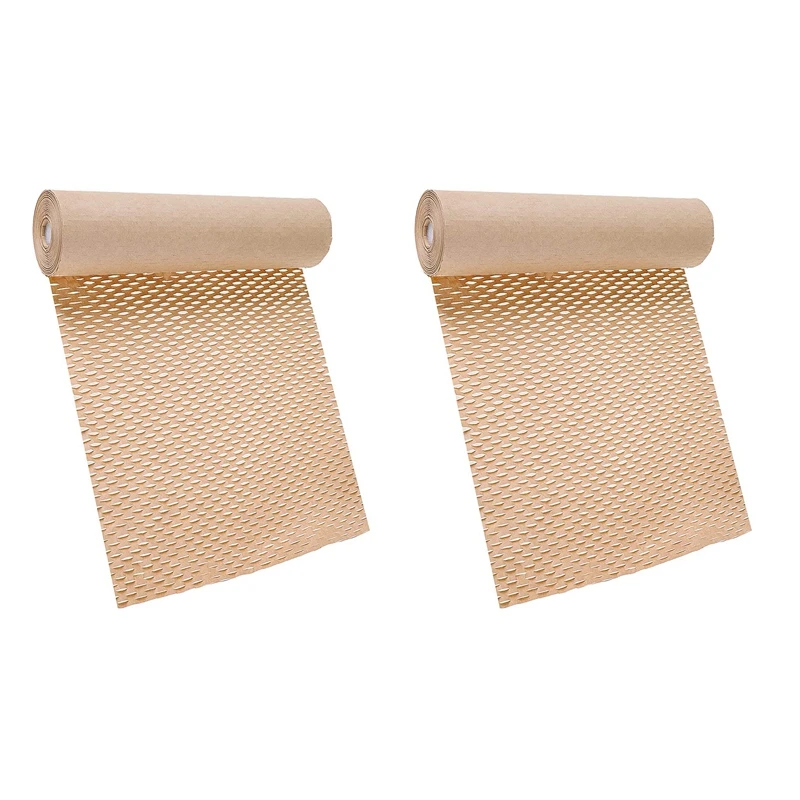 

NEW-2X Honeycomb Packaging Paper Cushioning Kraft Paper Wrap Roll 11.8 Inch X 65 Feet Eco-Friendly Honeycomb Protective Wrap