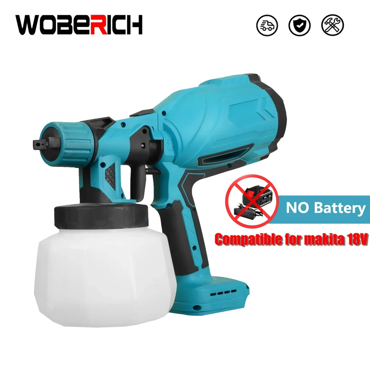 

1000ML Electric Cordless Paint Sprayer Gun for Wood Fence Furniture Cabinets Walls Coating Airbrush without Battery For Makita