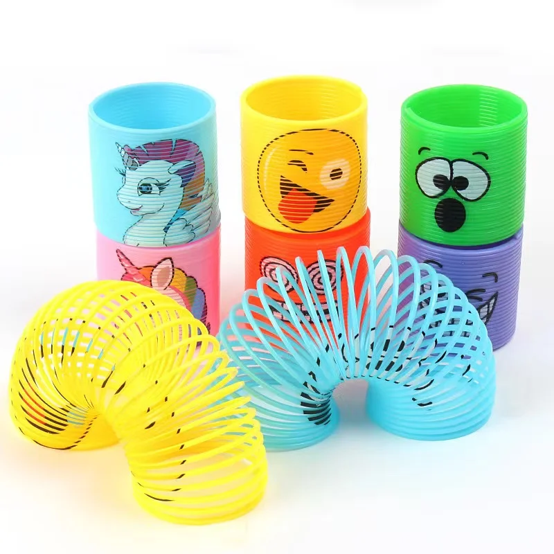 48 Mini Slinky Rainbow Smile Face Spring Kid Toy Party Bag Filler Pinata Novelty 