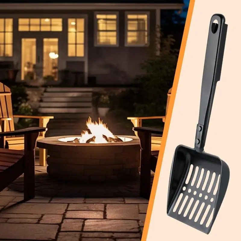 Metal Fireplace Ash Shovel Hollow Out Wood Stove Ash Sifter Iron Coal Shovel Fire Pit Tools for Fireplaces Outdoor BBQ Grills 5
