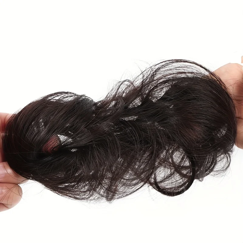 Women's Tousled Messy Bun Hair Piece Effortless Synthetic Updo with Elastic Rubber Band Ideal for Weddings, Parties, and Events