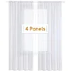 4 Panels White Sheer Curtains 108 inches Long Rod Pocket Semi Sheer Curtain Translucency Balance Privacy Voile Window Drapes 1