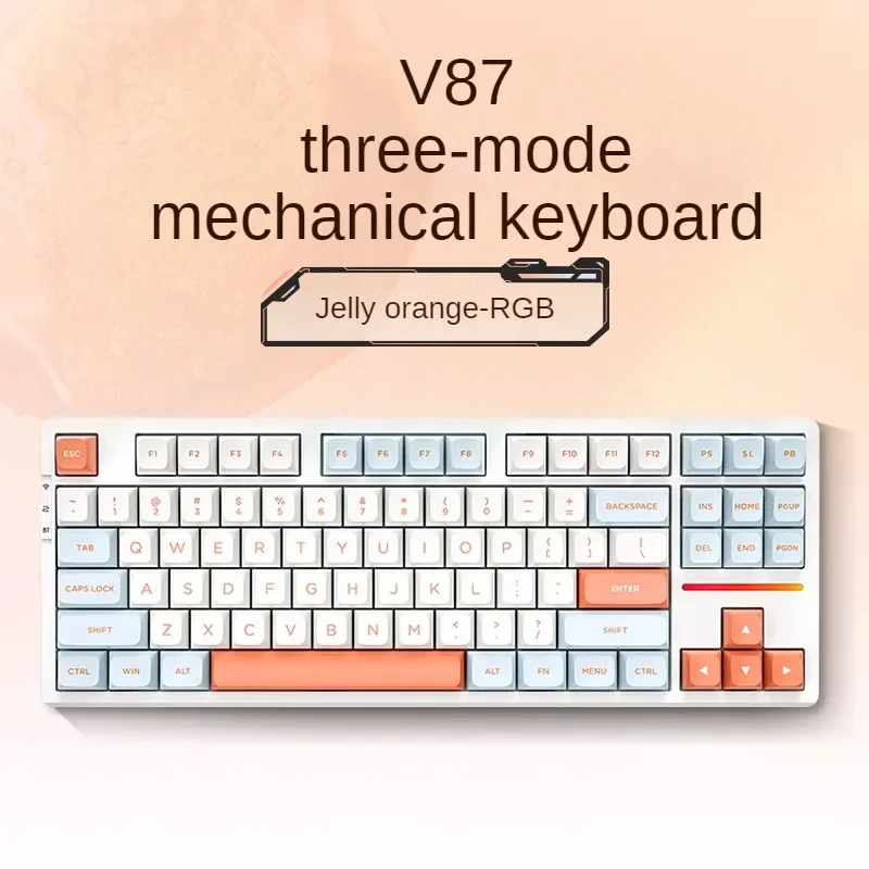 

Original V87 Wireless Three-mode Mechanical Keyboard Customized Gasket Structure Full-key Hot-swappable RGB Mechanical Keyboard