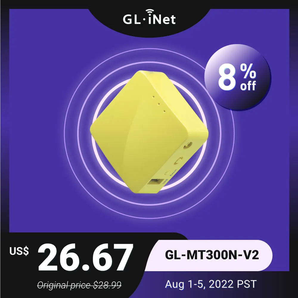 GL MT300N V2 미니 휴대용 여행 무선 라우터 리피터 브리지 reped 300Mbps 128MB RAM
