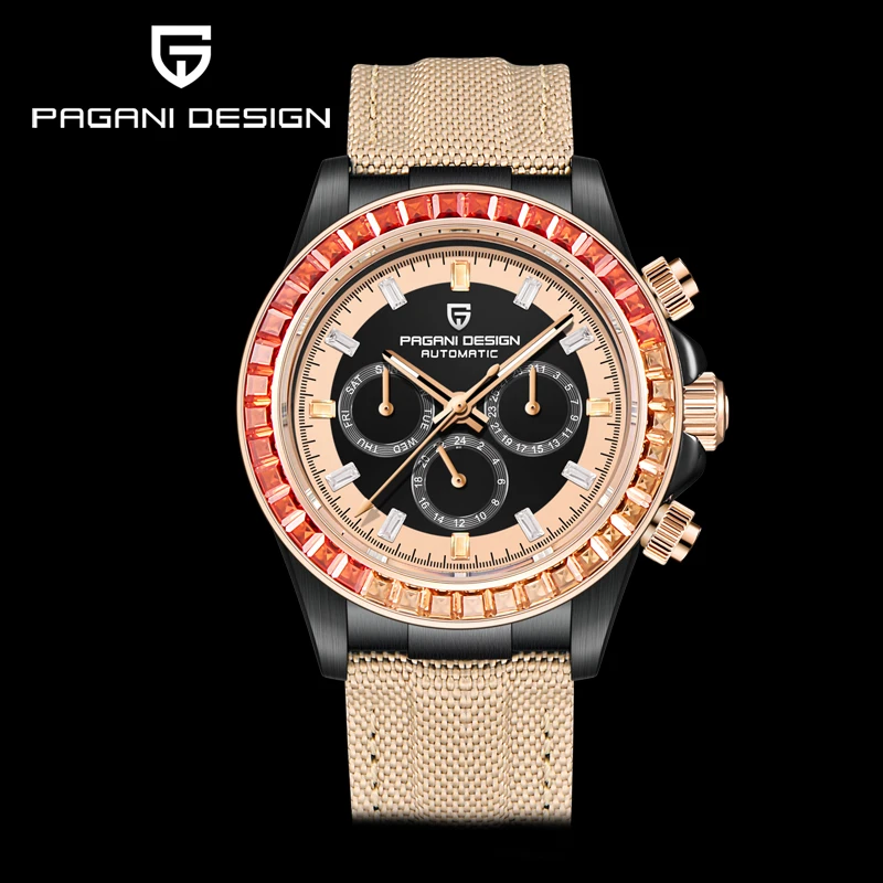 

New PAGANI DESIGN Fashion Rainbow Bezel Men Mechanical Watches 100M Waterproof Sapphire Automatic Waterproof Watch reloj hombre