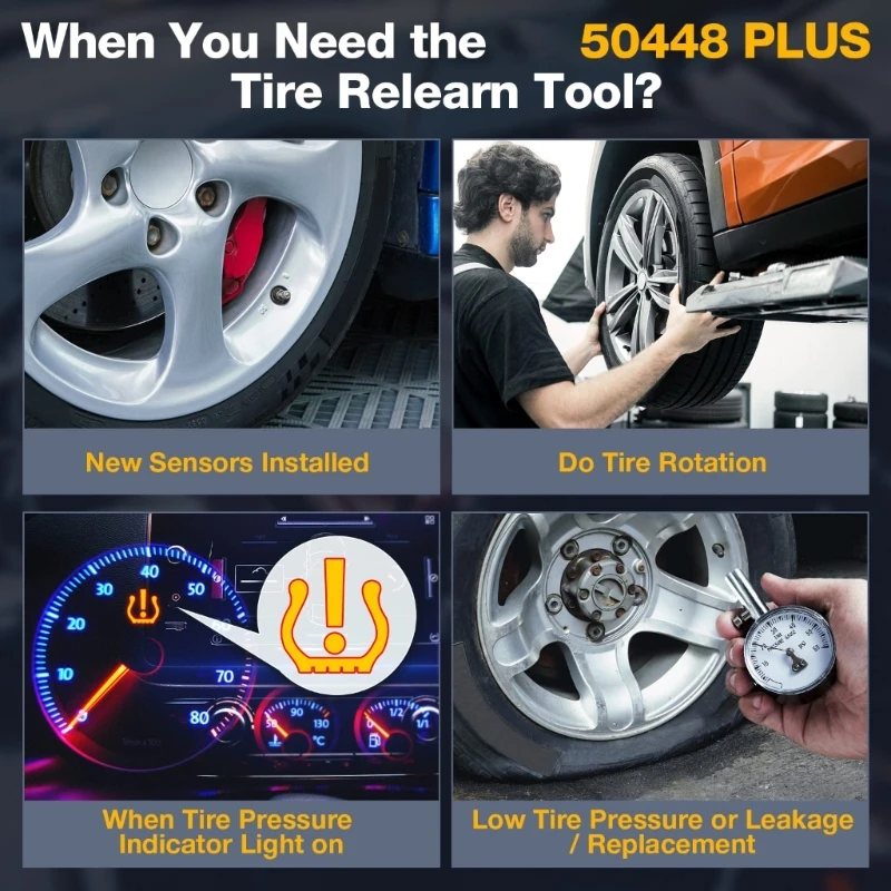 Car TPMS Resets Relearn Diagnostic Tool Auto Tire Pressure Sensors Resets Tire Pressure Monitor Sensors 315/433 MHz D7YA 6