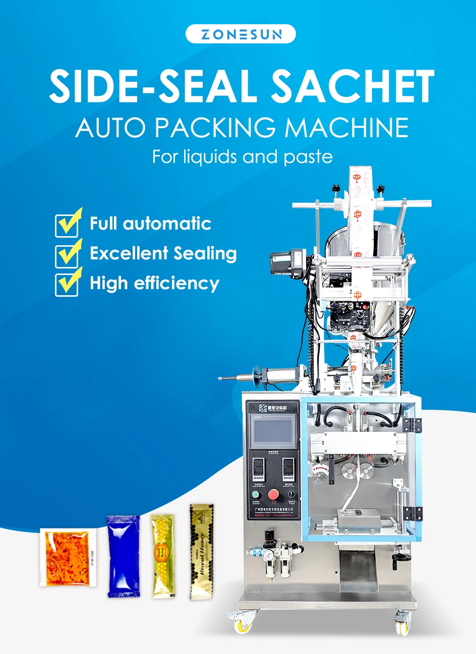 ZONESUN ZS-PL240LS Соус, специи, мед, пакетик, кетчуп, упаковка, жидкая паста, наполнитель, запайка, машина с функцией нагрева смешивания 