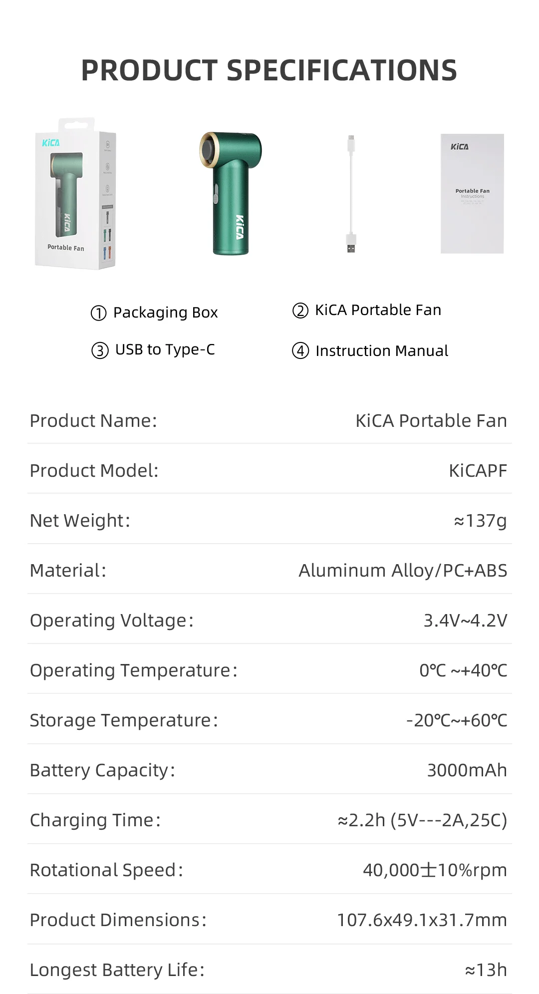 KICA Portable Mini Fan Pocket Air Blower Electric Turbo Fan Compresse Air Duster Rechargeable Metal Body Coolness BBQ Cleaner 11 S76c04956b86c4a39b8fa5648bcf42ebcl