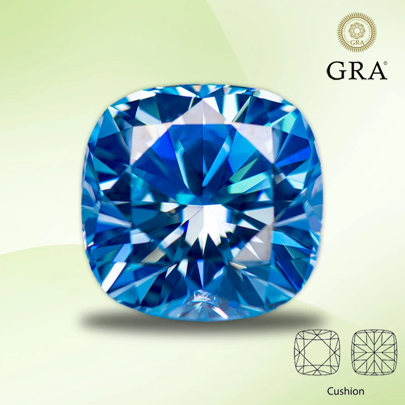 Moissanite Diamond Acquamarina Color Cushion Cut Lab Ha Creato Pietre Preziose Per Materiali Per La Creazione Di Gioielli Da Donna Fai Da Te Con Certi