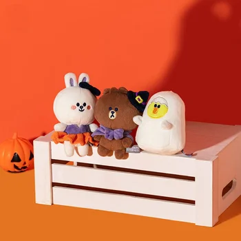 카와이 라인 프렌즈 다크 브라운 베어 샐리 봉제 장난감, 할로윈 키체인, 만화 크리에이티브 배낭 펜던트, 소녀 크리스마스 생일 선물