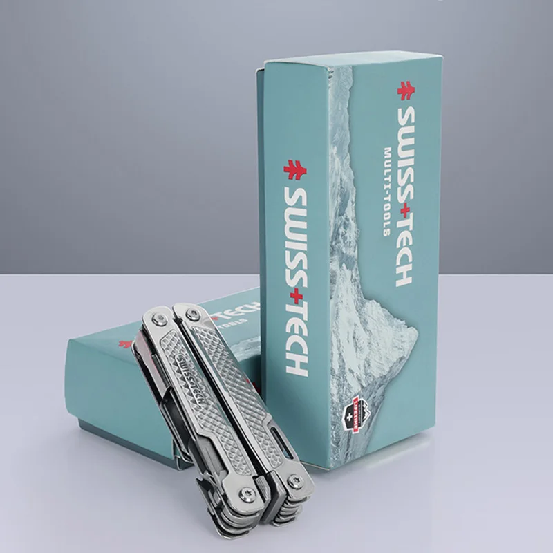 SWISS TECH 15 in 1 Multitool Folding Pliers Pocket Scissors Saw Multifunctional EDC Tool Camping Outdoor Hiking
