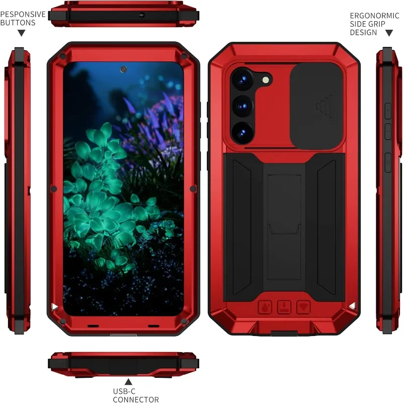 Military Grade Rugged Metal Case for Samsung S24 S23 S22 S21 Ultra Aluminum Hard Cover Camera Screen Protector Heavy Duty Armor