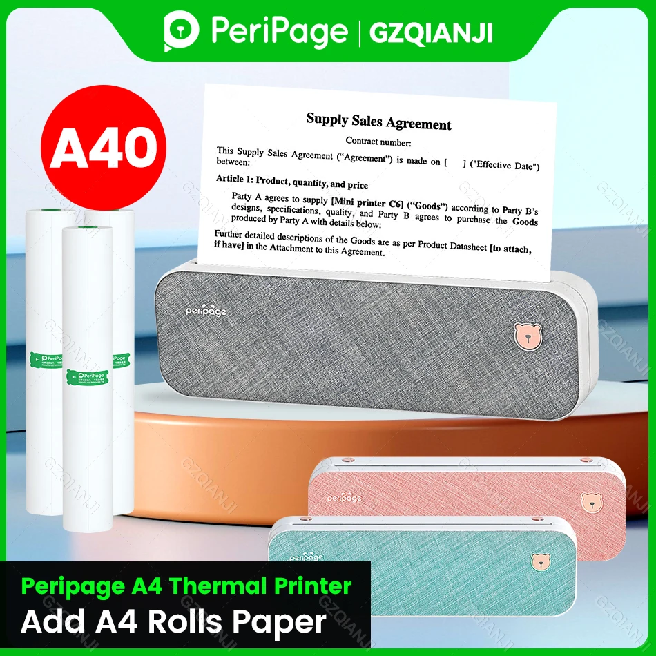 PeripageA40MiniThermalPrinterBluetoothWirelessPortableMachine