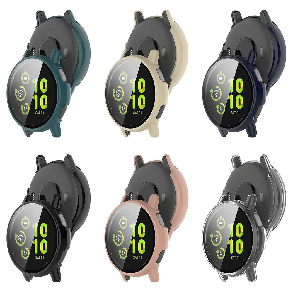 PC+Glass Protective Case For Garmin Vivoactive 5 GarminActive 5 Full Screen Protector Shell Bumper Cover watch screen protector case watch accessories watch screen protector watch case watch protective case watch cover watch protective cover bumper protective case