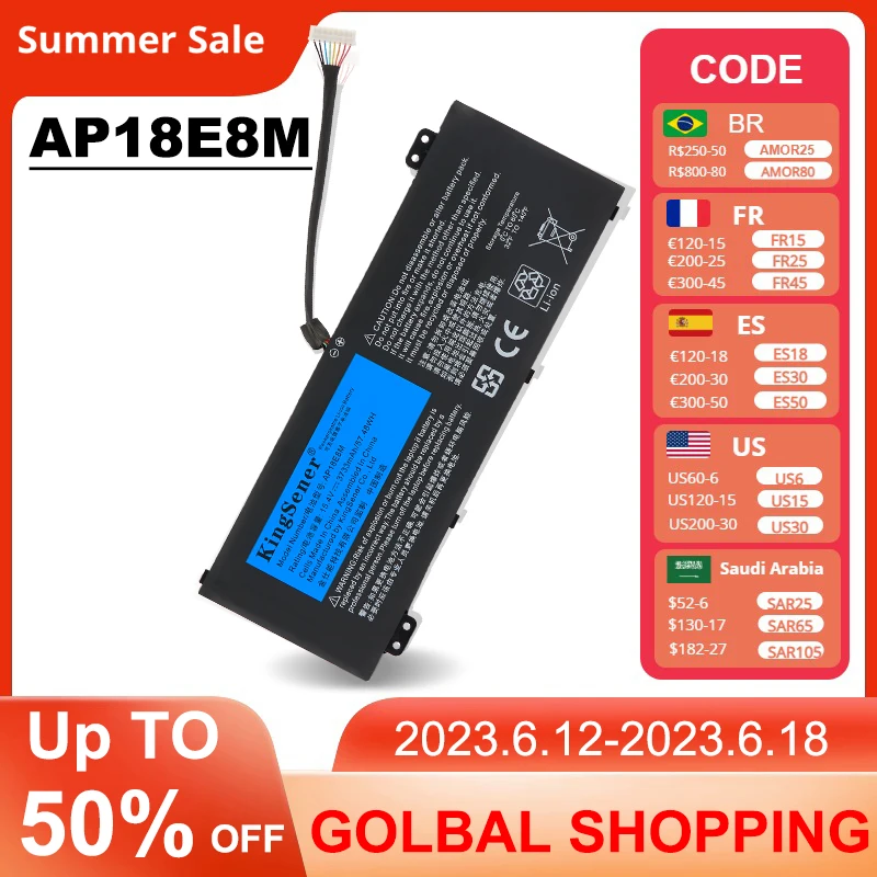 Kingsener Ap18e8m Laptop Battery For Acer Nitro 5 An51554 An51555 An51751 7 An71551 Aspire 7