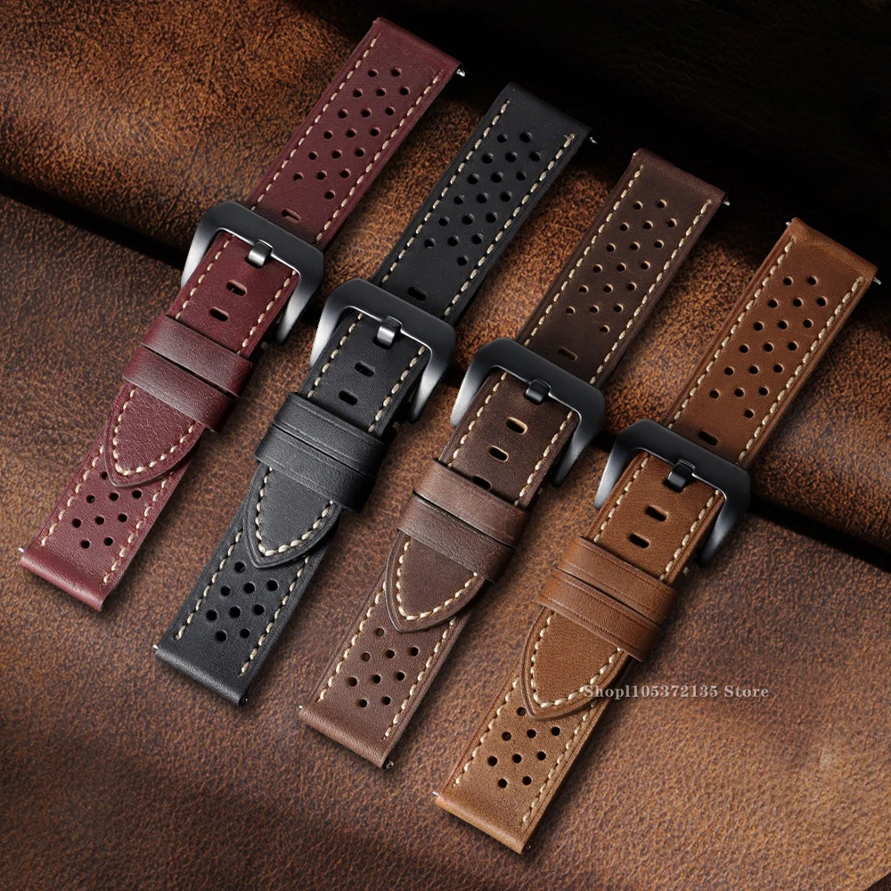Timeless Cowhide Leather Watch Strap - Quick Release, Breathable Design