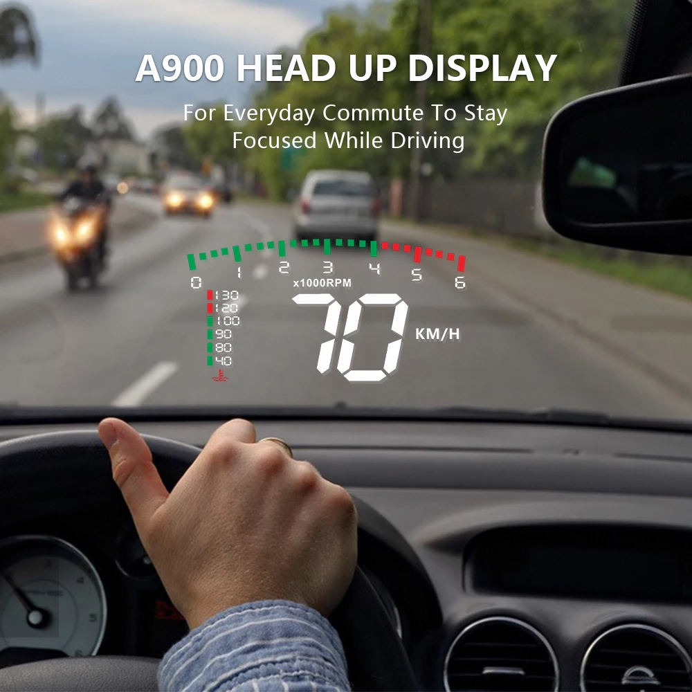 Auto Hud Display Car Projector Alarm EOBD OBD2 Head Up Display Speedometer Windshield Electronic Accessories GEYIREN A900 head up display