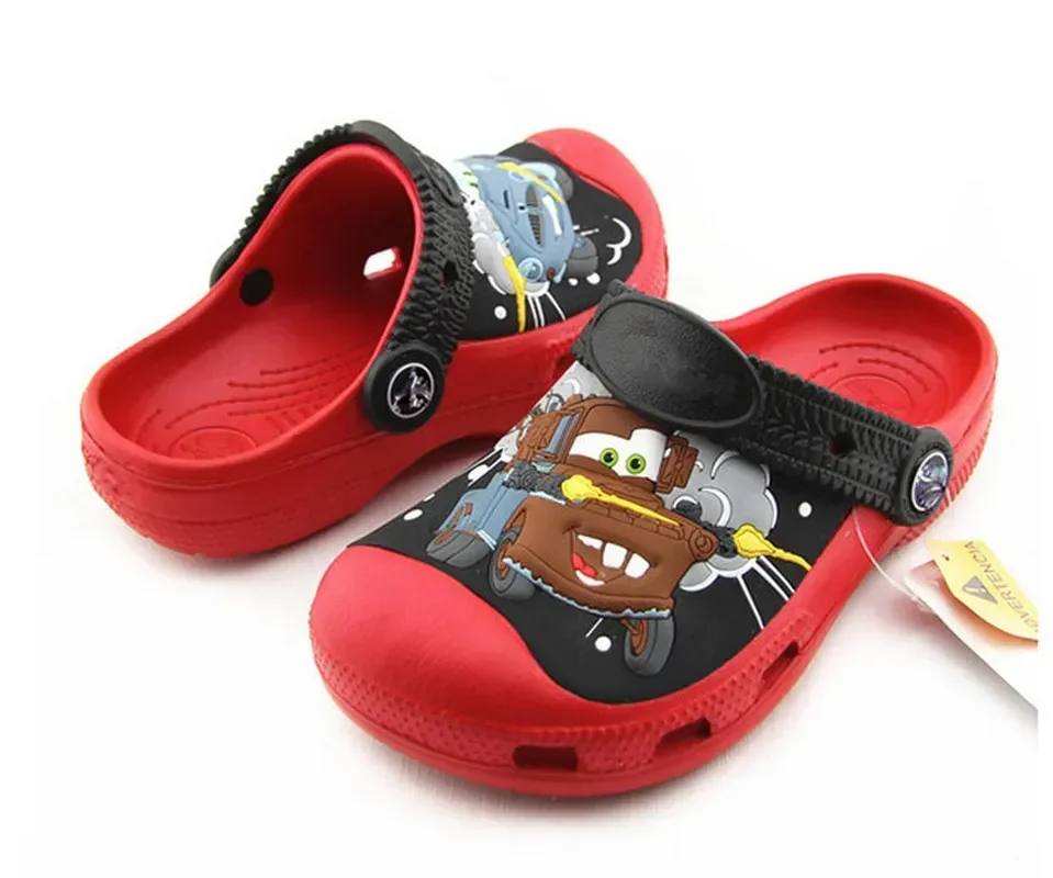 Disney Car Story Lightning Mcqueen Mater Cartoon Children's Hole Shoes Car Lightweight Non-slip Beach Slippers Birthday Gift